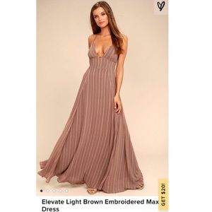 Lulus Elevate Light Brown Embroidered Maxi Dress